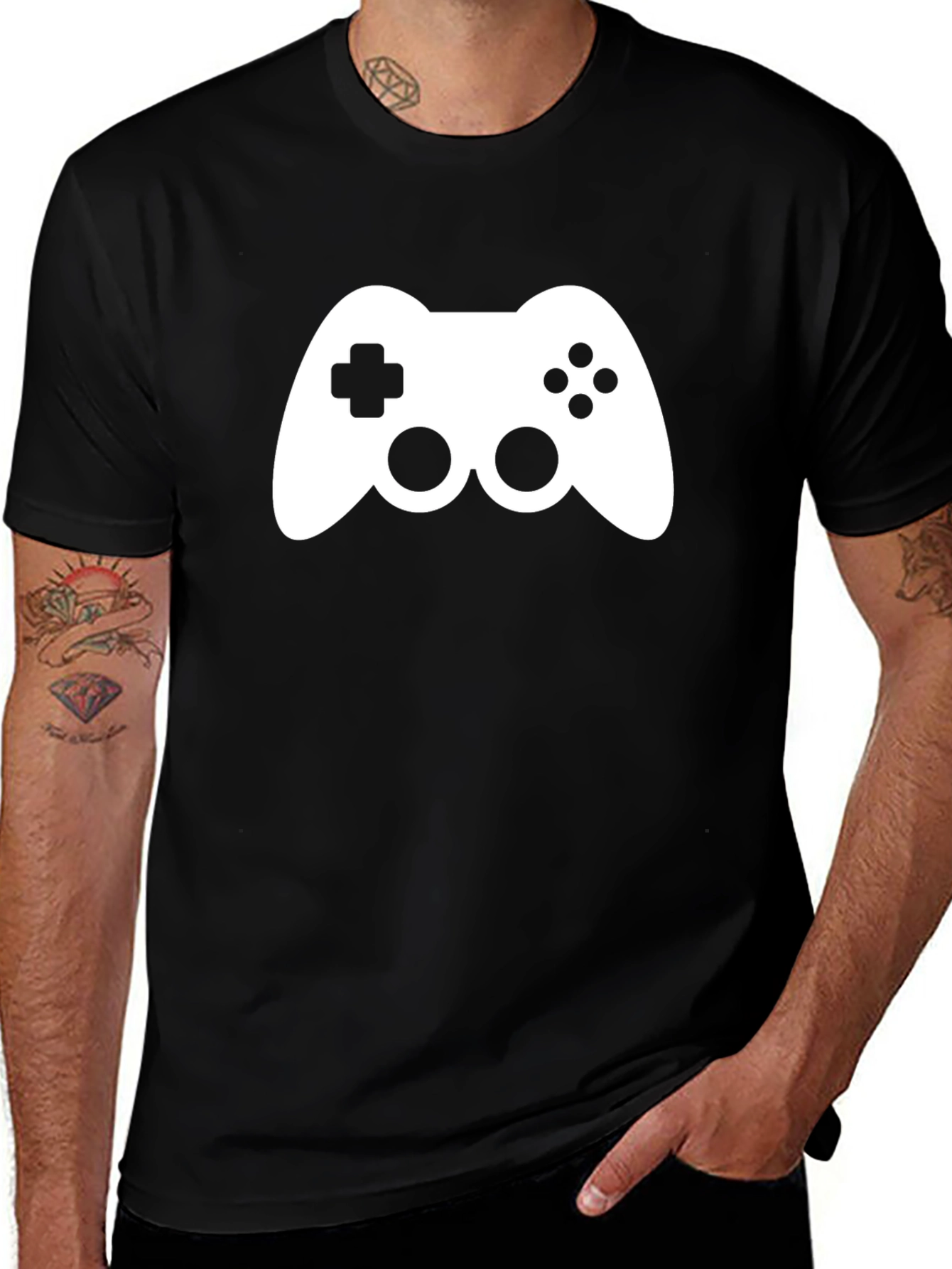 Gamer T-Shirt - Black Cotton Controller Design
