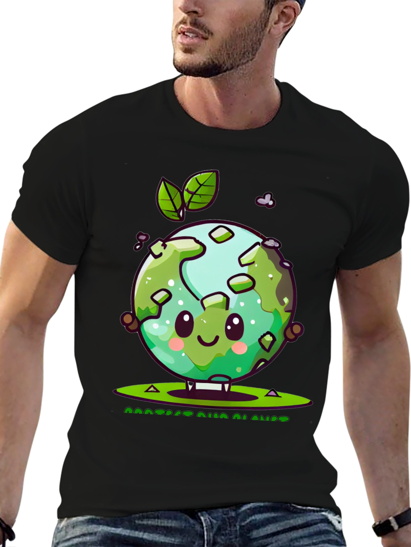 Cute Earth Graphic Tee - Protect Our Planet