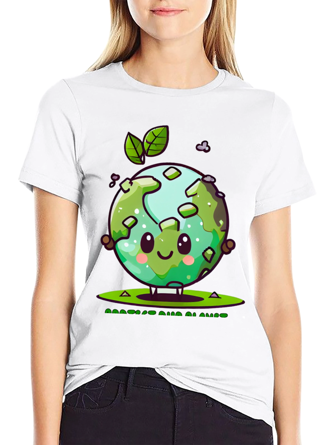 Cute Earth Graphic Tee - Protect Our Planet