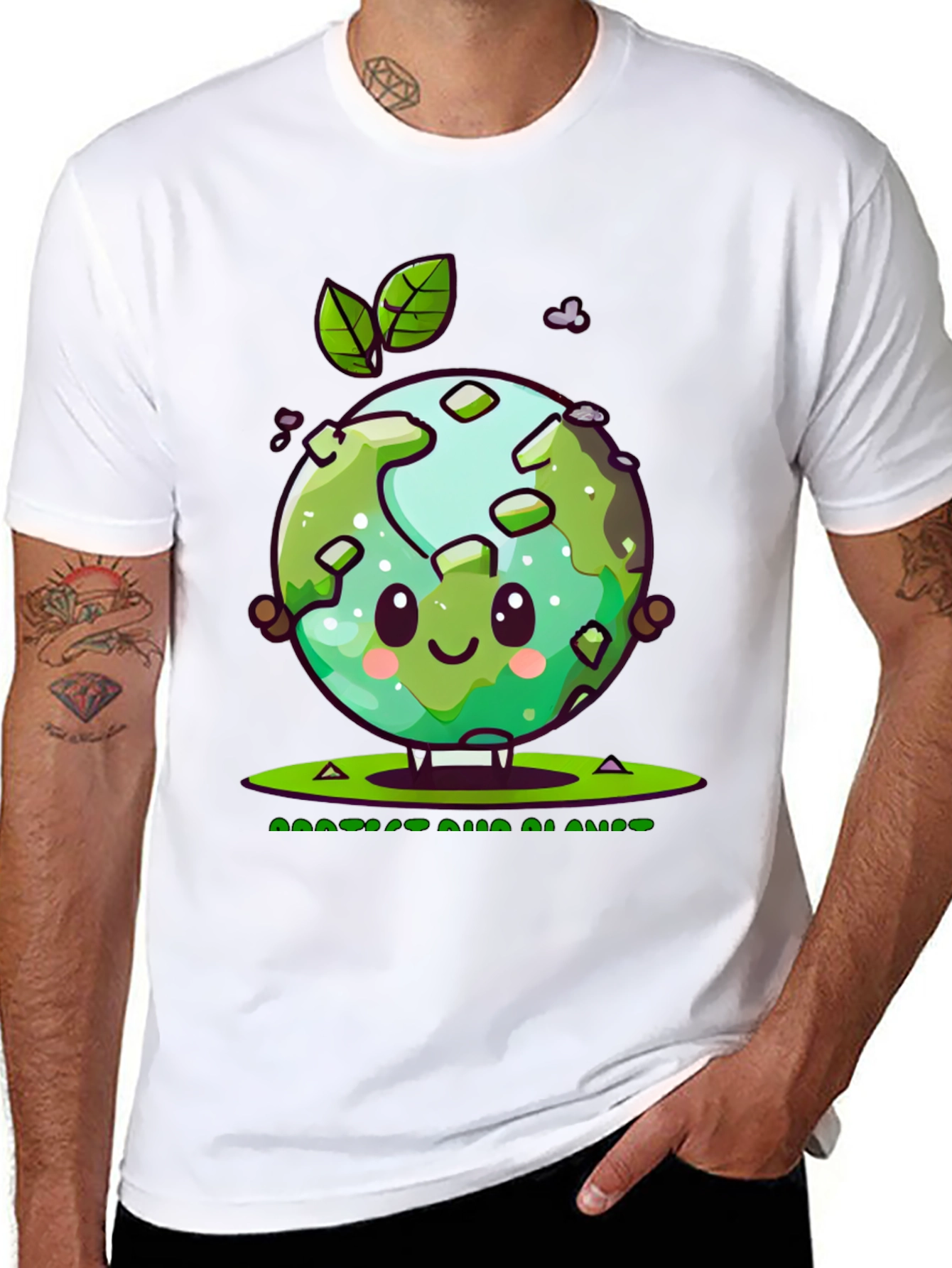 Cute Earth Graphic Tee - Protect Our Planet