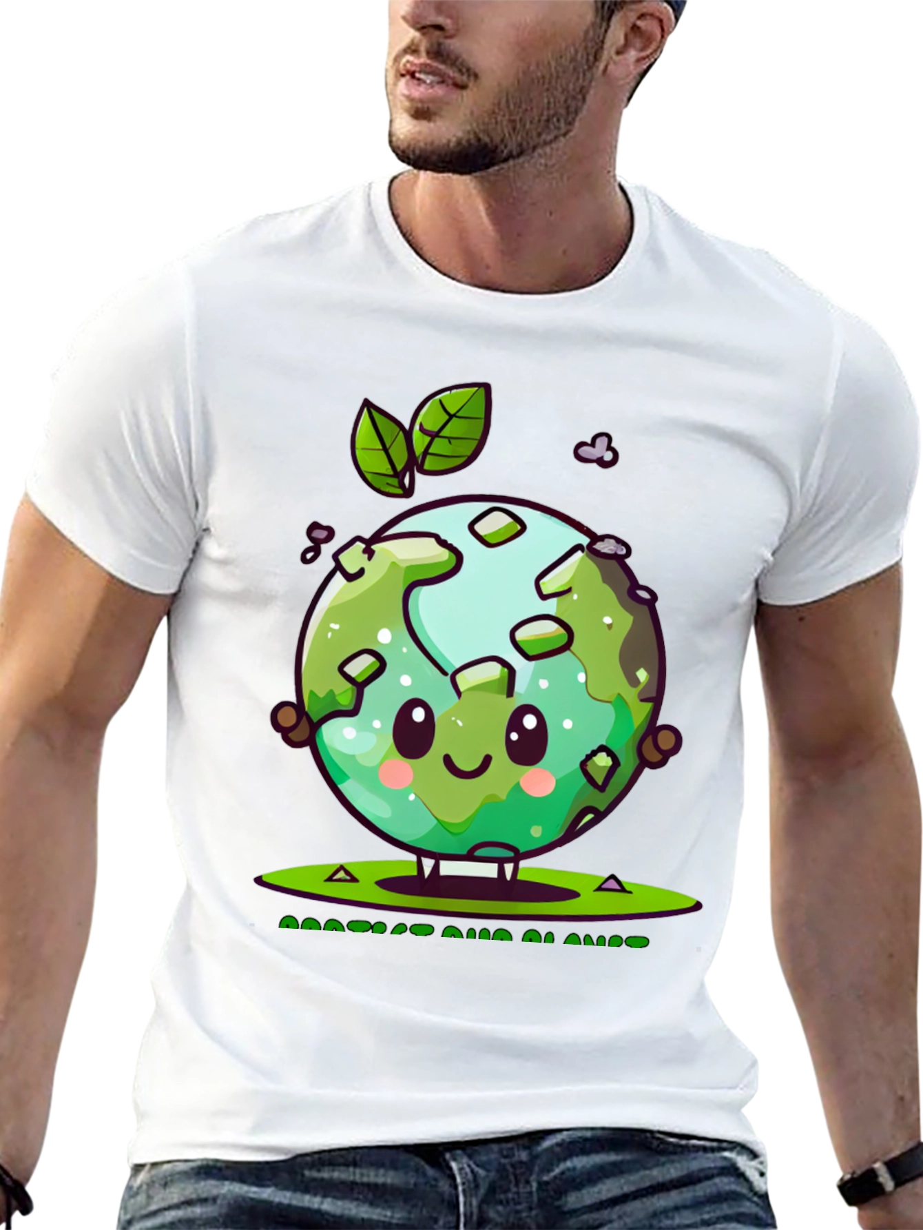 Cute Earth Graphic Tee - Protect Our Planet