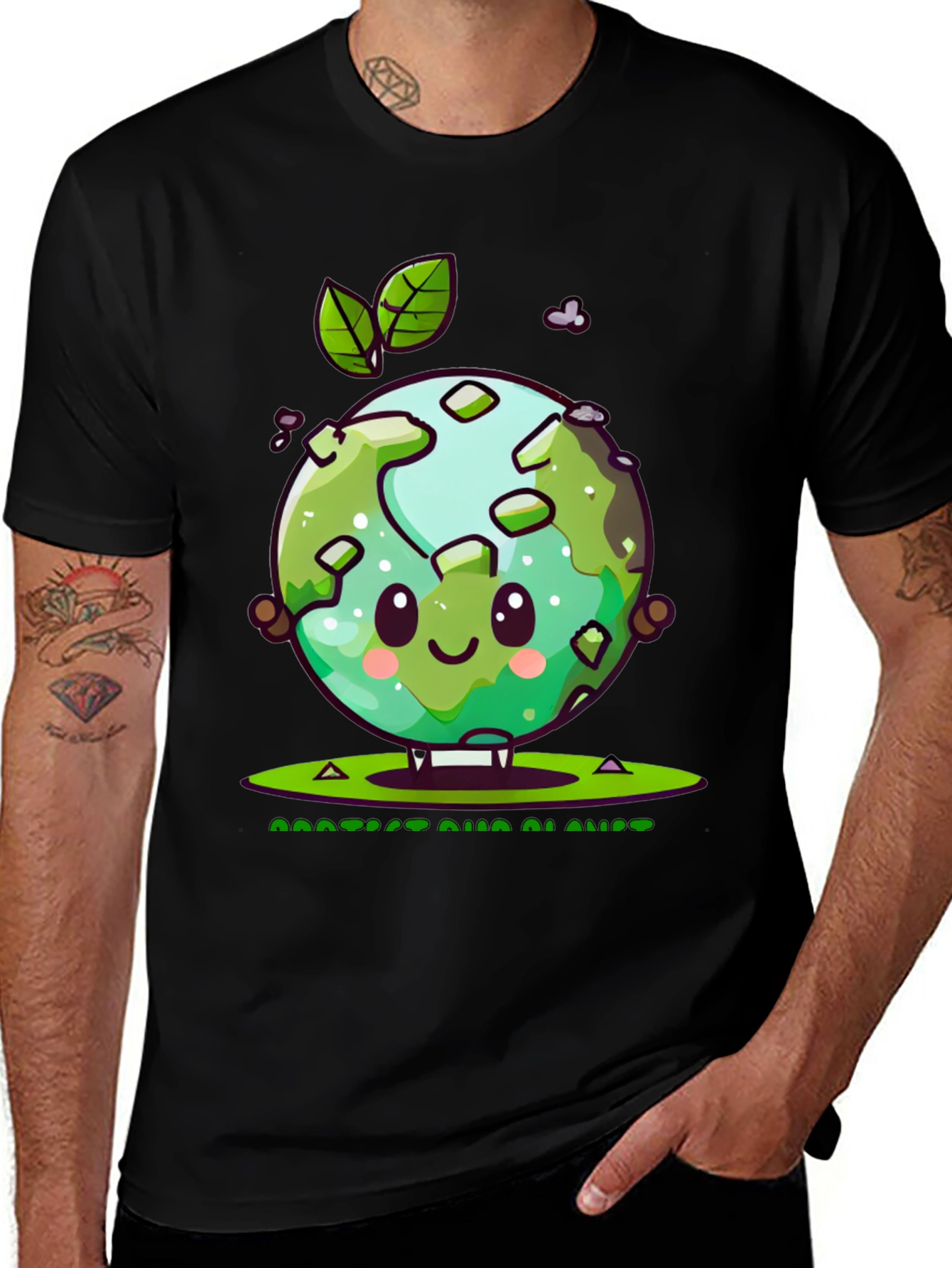 Cute Earth Graphic Tee - Protect Our Planet