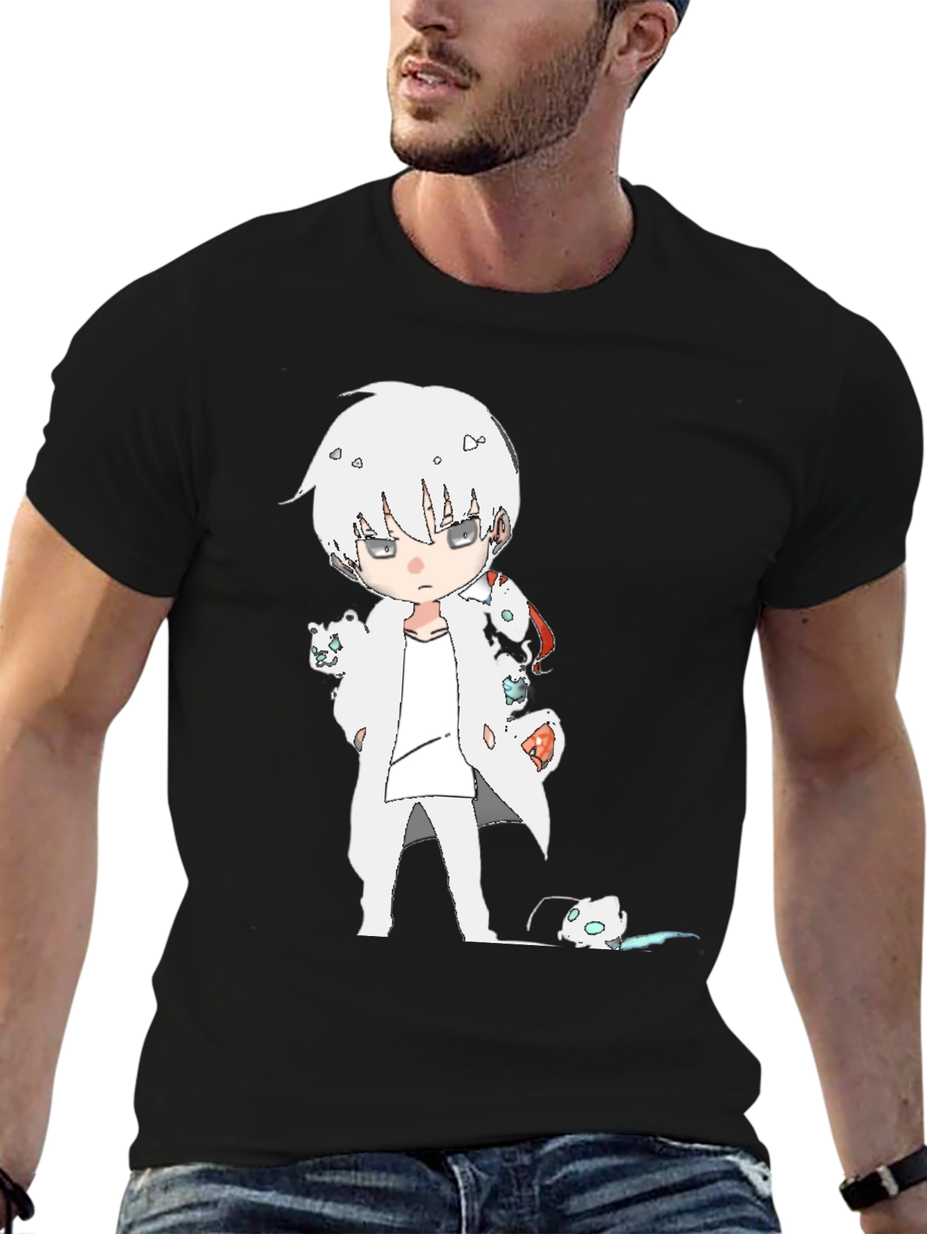 Anime Manga T-Shirt Black Cotton