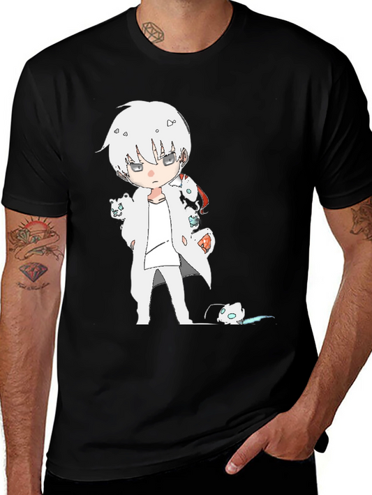 Anime Manga T-Shirt Black Cotton