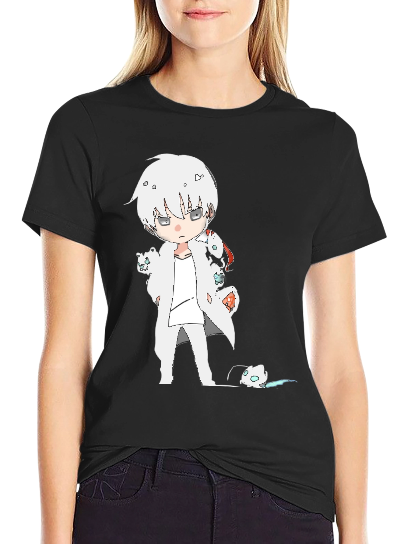 Anime Manga T-Shirt Black Cotton