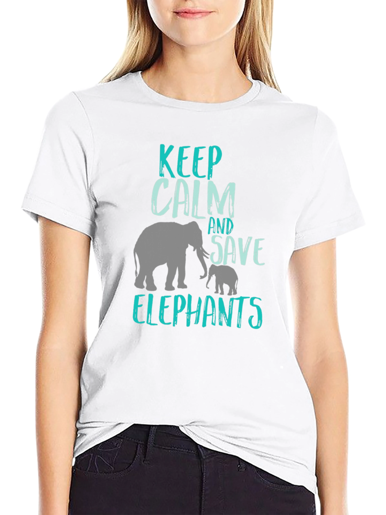 Keep Calm & Save Elephants T-Shirt - Black