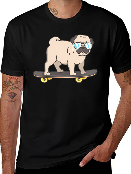 Pug Skateboarder Graphic T-Shirt