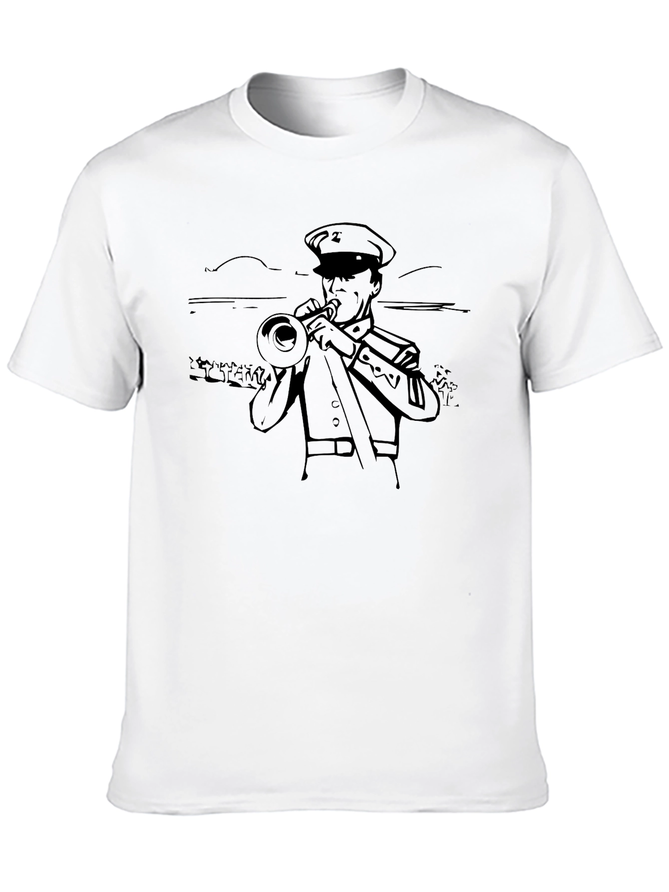 Trumpet Player Graphic Tee - Cool Black Shirt