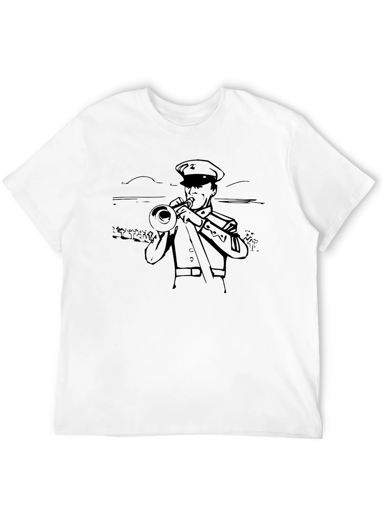 Trumpet Player Graphic Tee - Cool Black Shirt