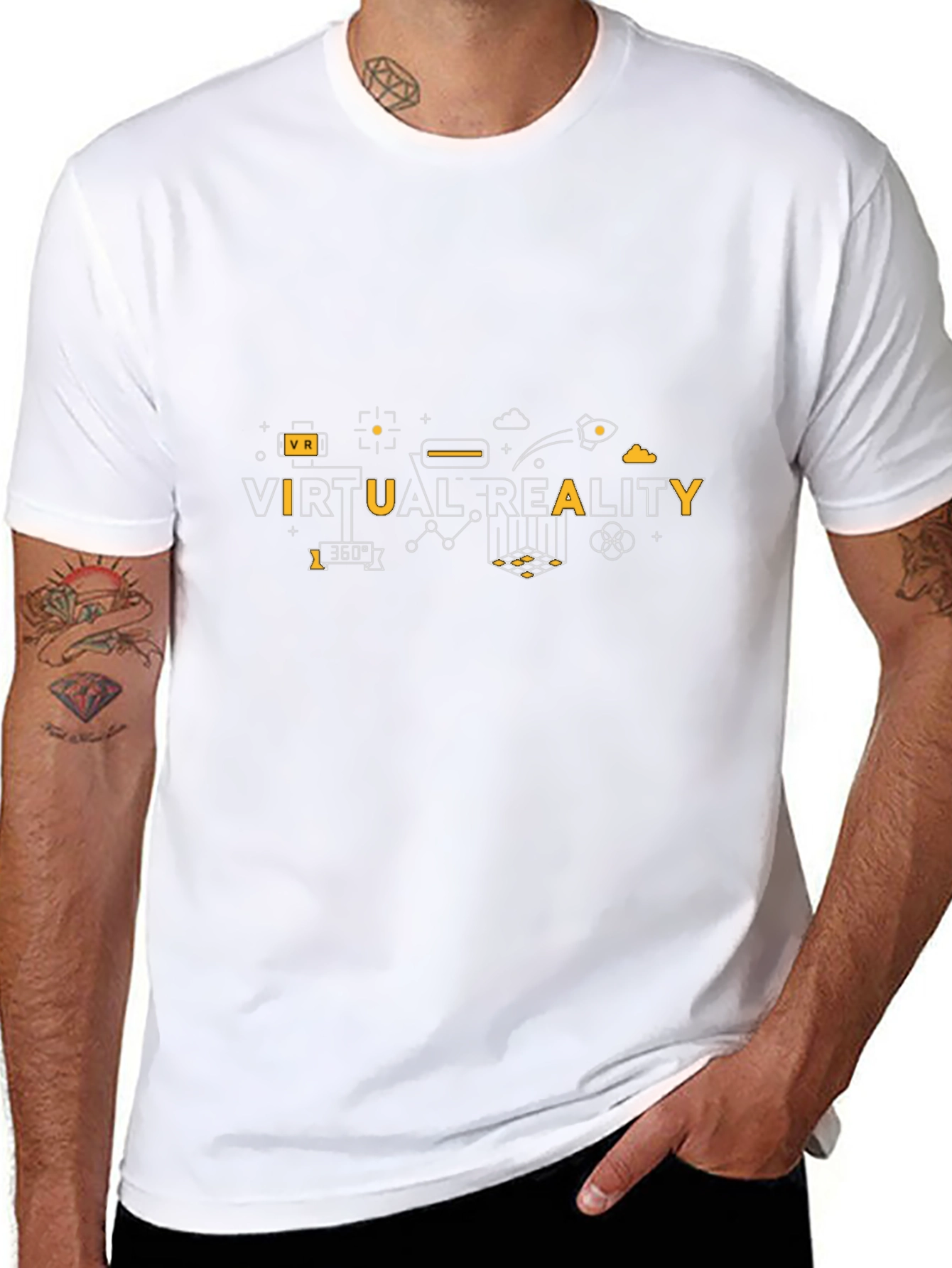 Virtual Reality Graphic Tee - Black Cotton T-Shirt