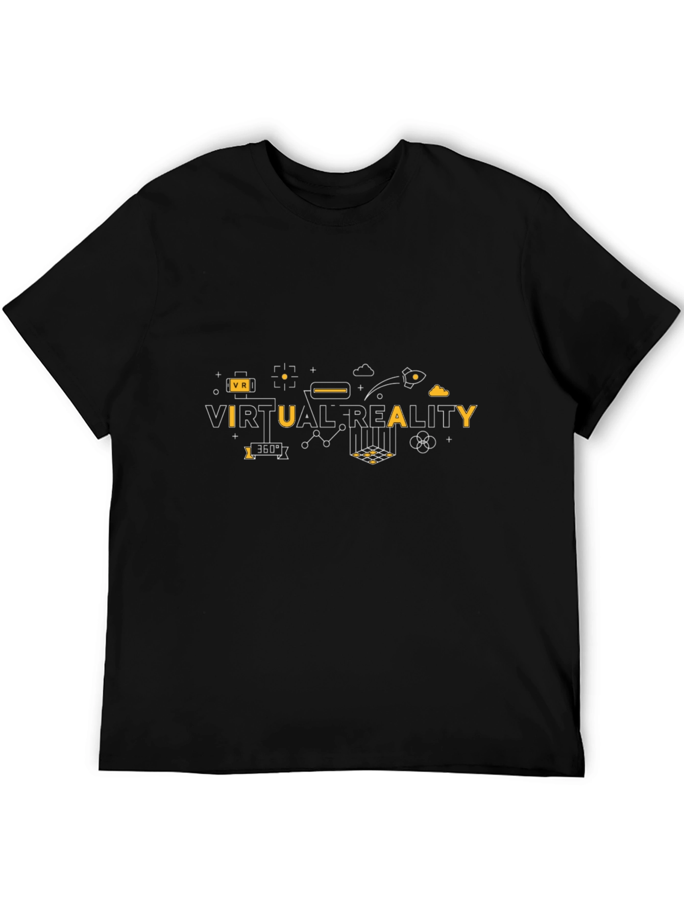 Virtual Reality Graphic Tee - Black Cotton T-Shirt