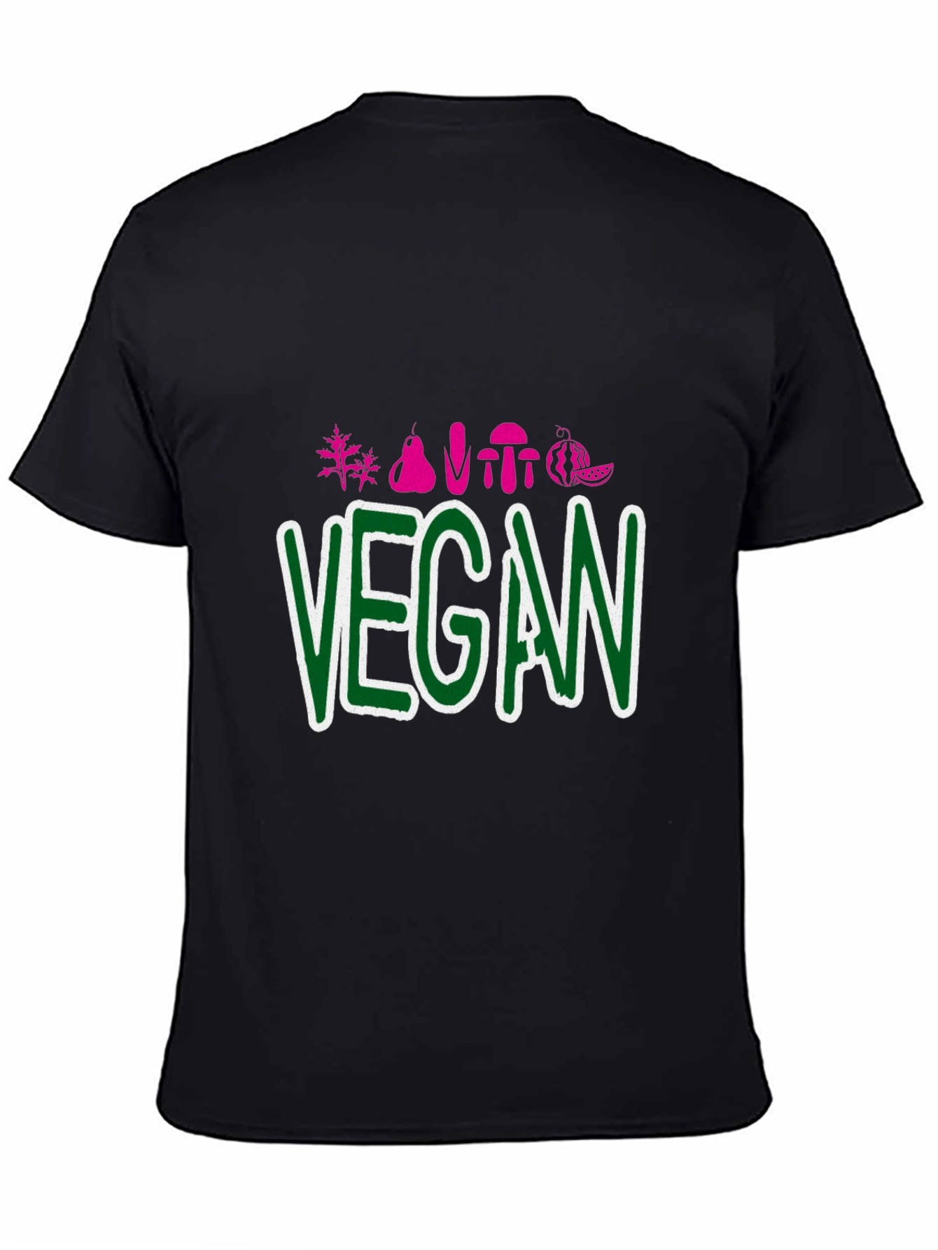 Vegan Graphic Tee - Black Crew Neck T-Shirt