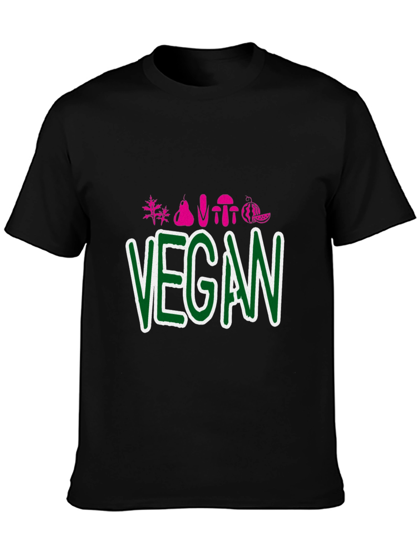 Vegan Graphic Tee - Black Crew Neck T-Shirt