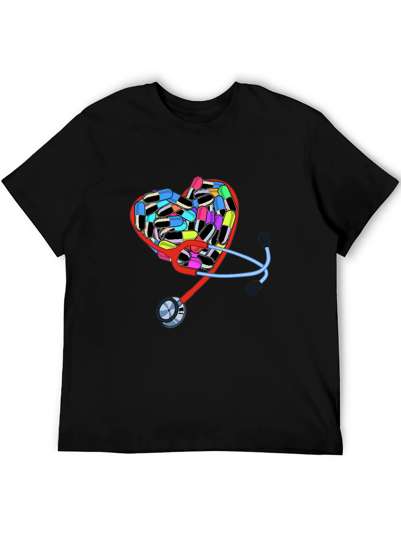 Heart Pills & Stethoscope Graphic T-Shirt