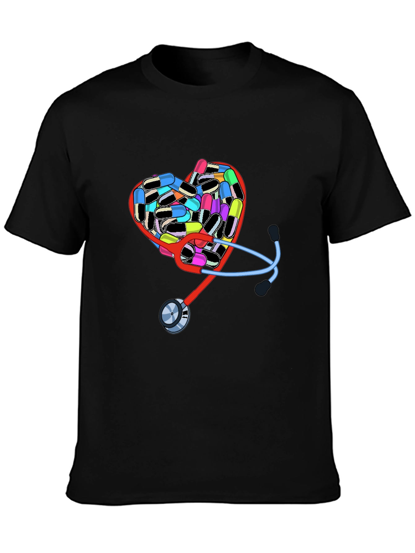 Heart Pills & Stethoscope Graphic T-Shirt