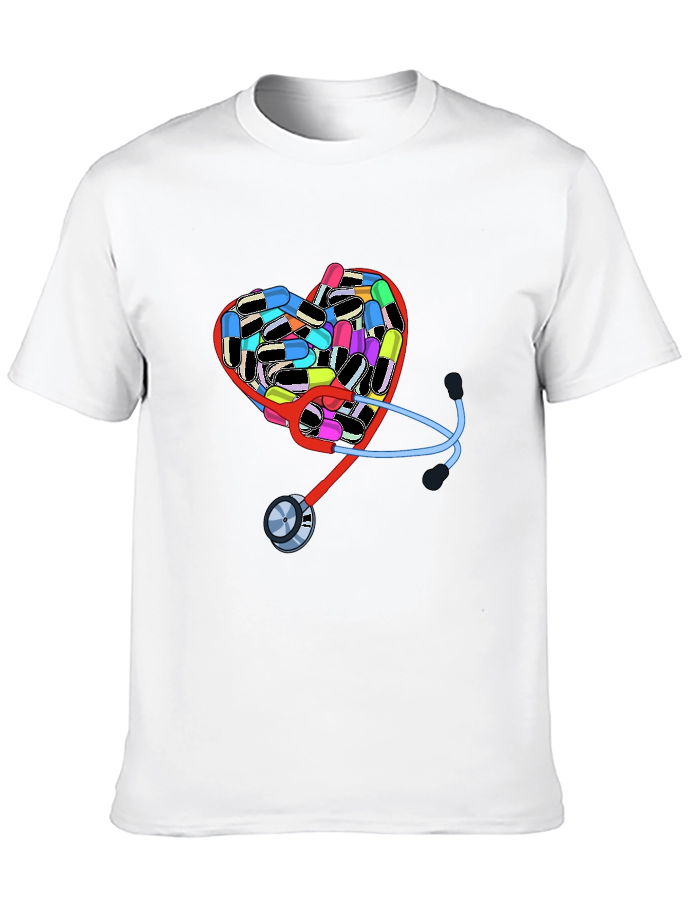 Heart Pills & Stethoscope Graphic T-Shirt