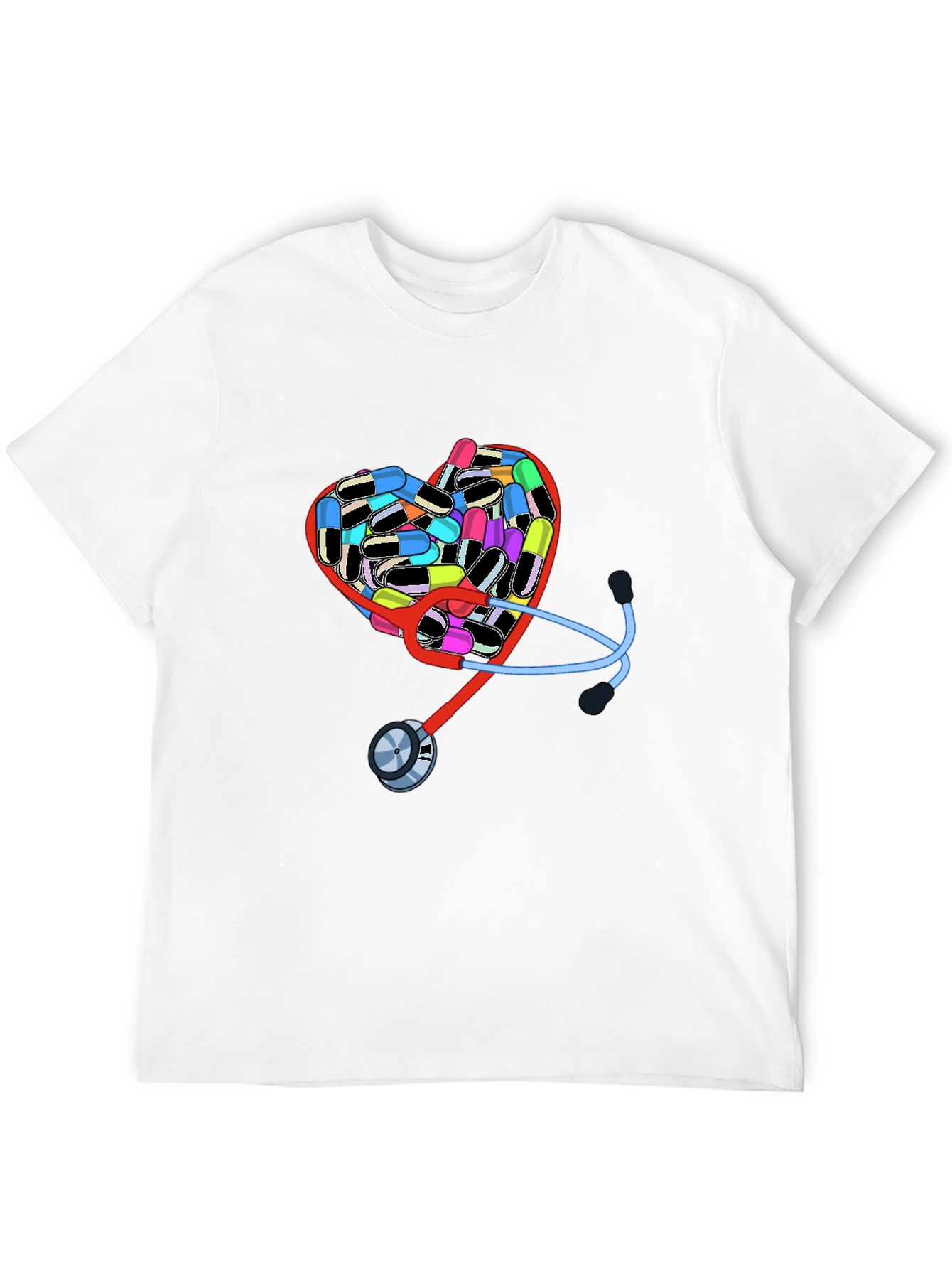 Heart Pills & Stethoscope Graphic T-Shirt