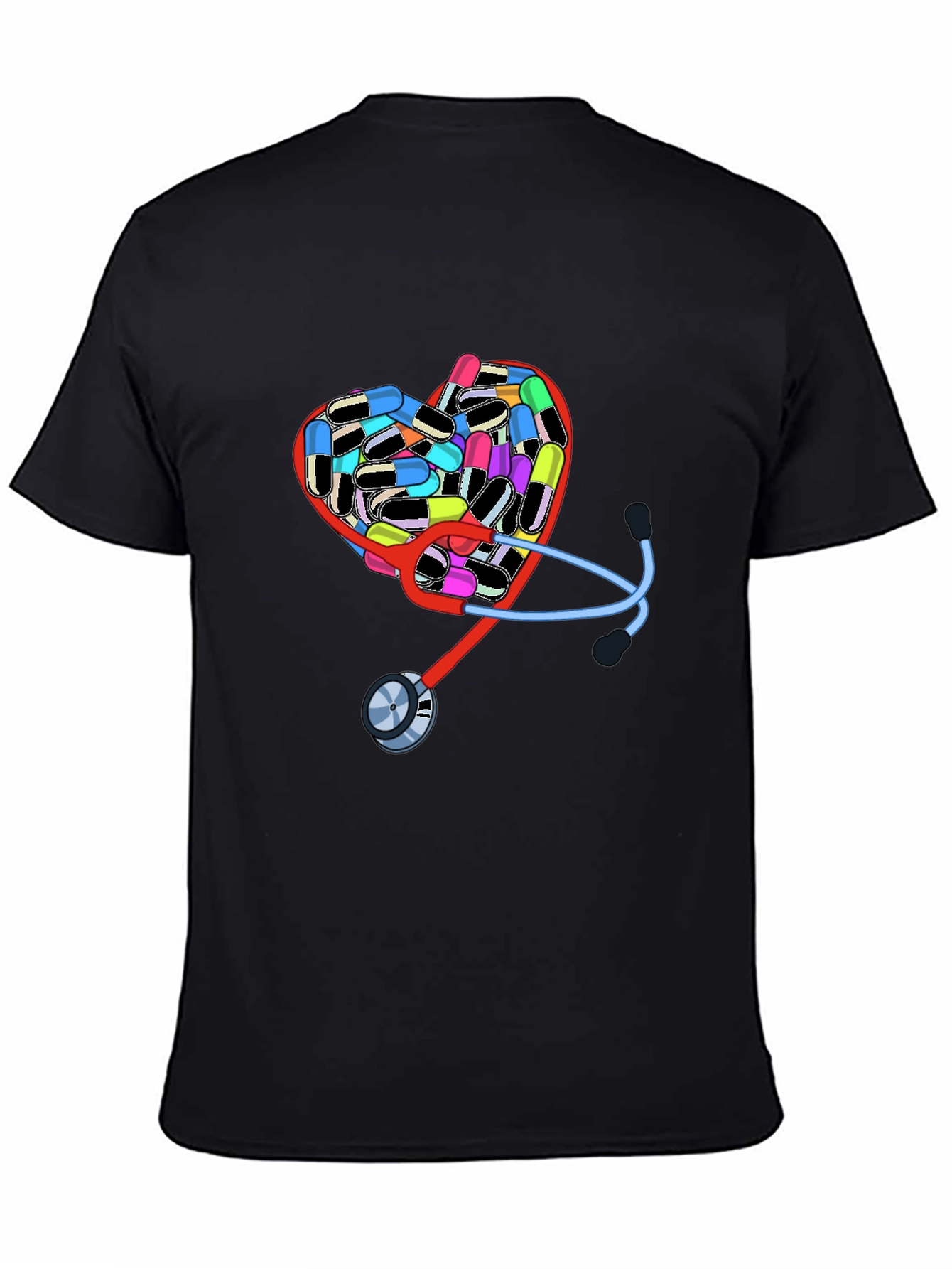 Heart Pills & Stethoscope Graphic T-Shirt