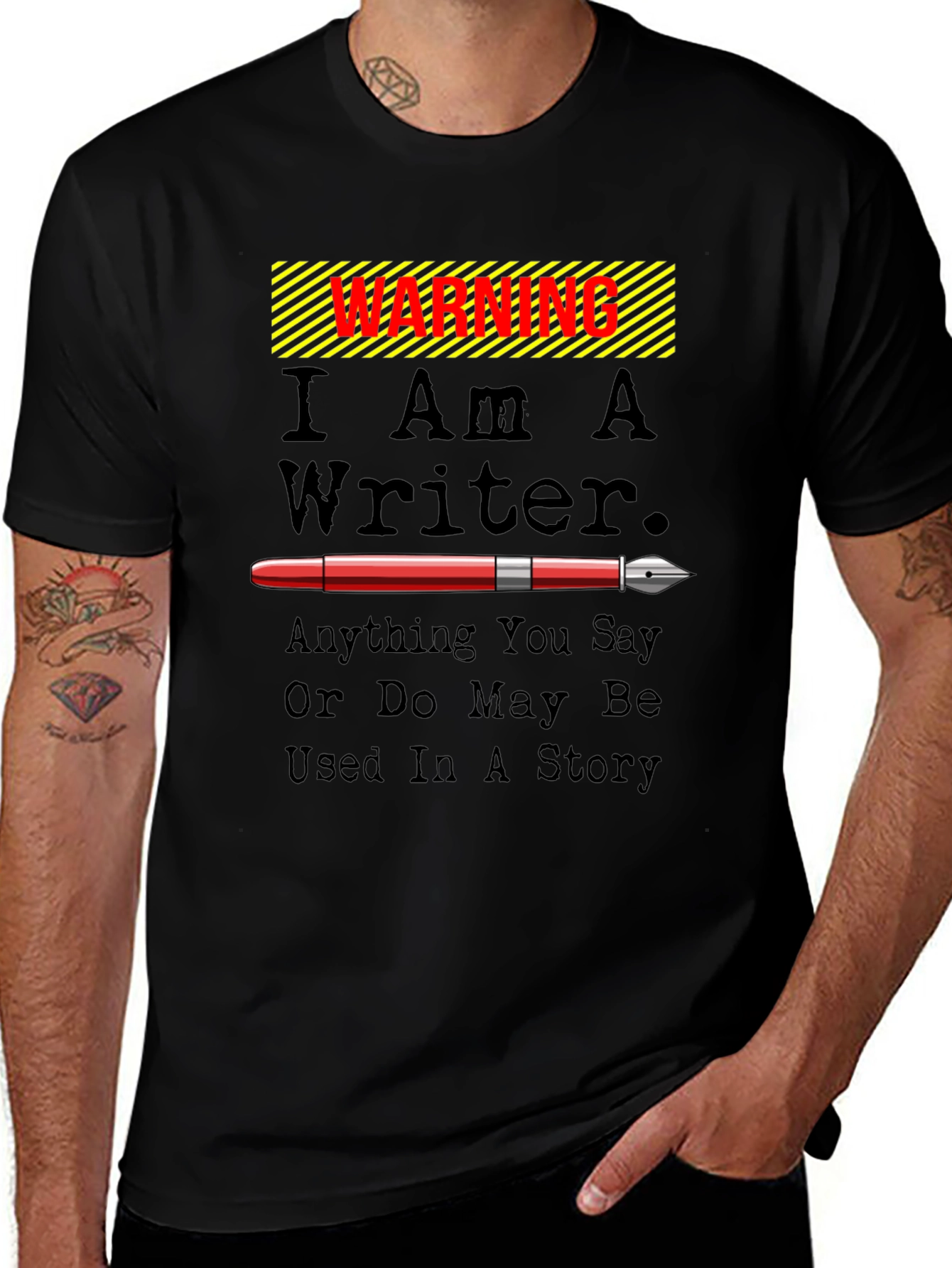 Warning I Am A Writer Novelty Graphic T-Shirt