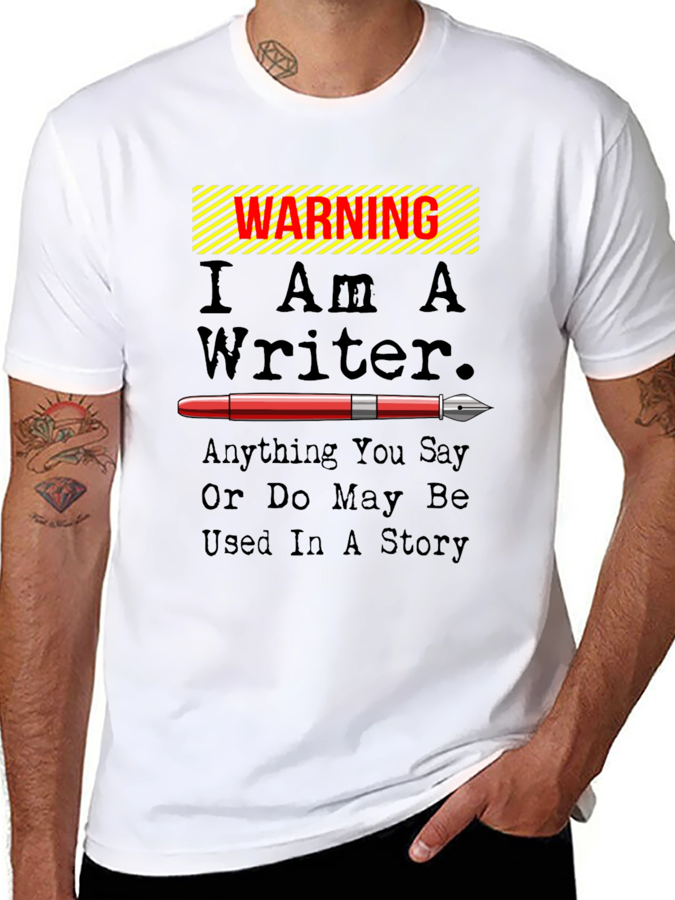 Warning I Am A Writer Novelty Graphic T-Shirt