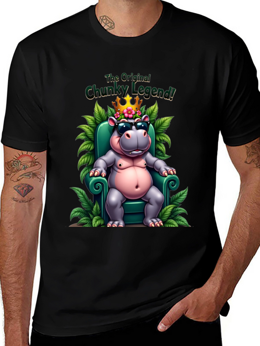Chunky Legend T-Shirt: Cartoon Hippo with Crown and Shades