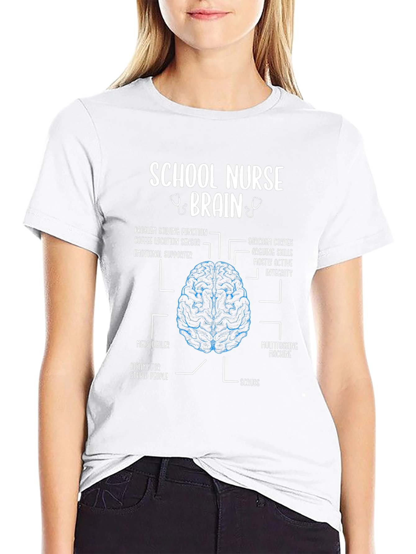 School Nurse Brain Anatomy T-Shirt - Funny Nurse Gift