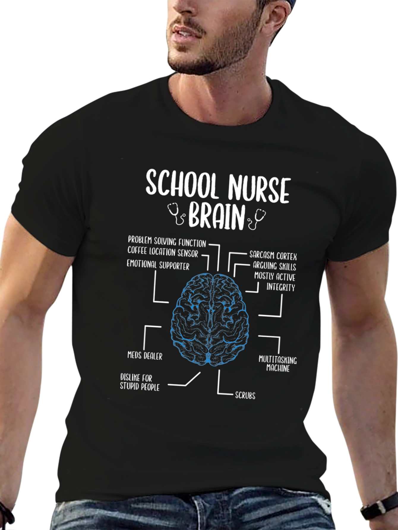 School Nurse Brain Anatomy T-Shirt - Funny Nurse Gift