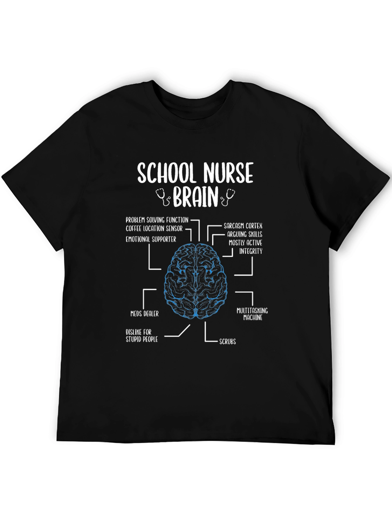 School Nurse Brain Anatomy T-Shirt - Funny Nurse Gift