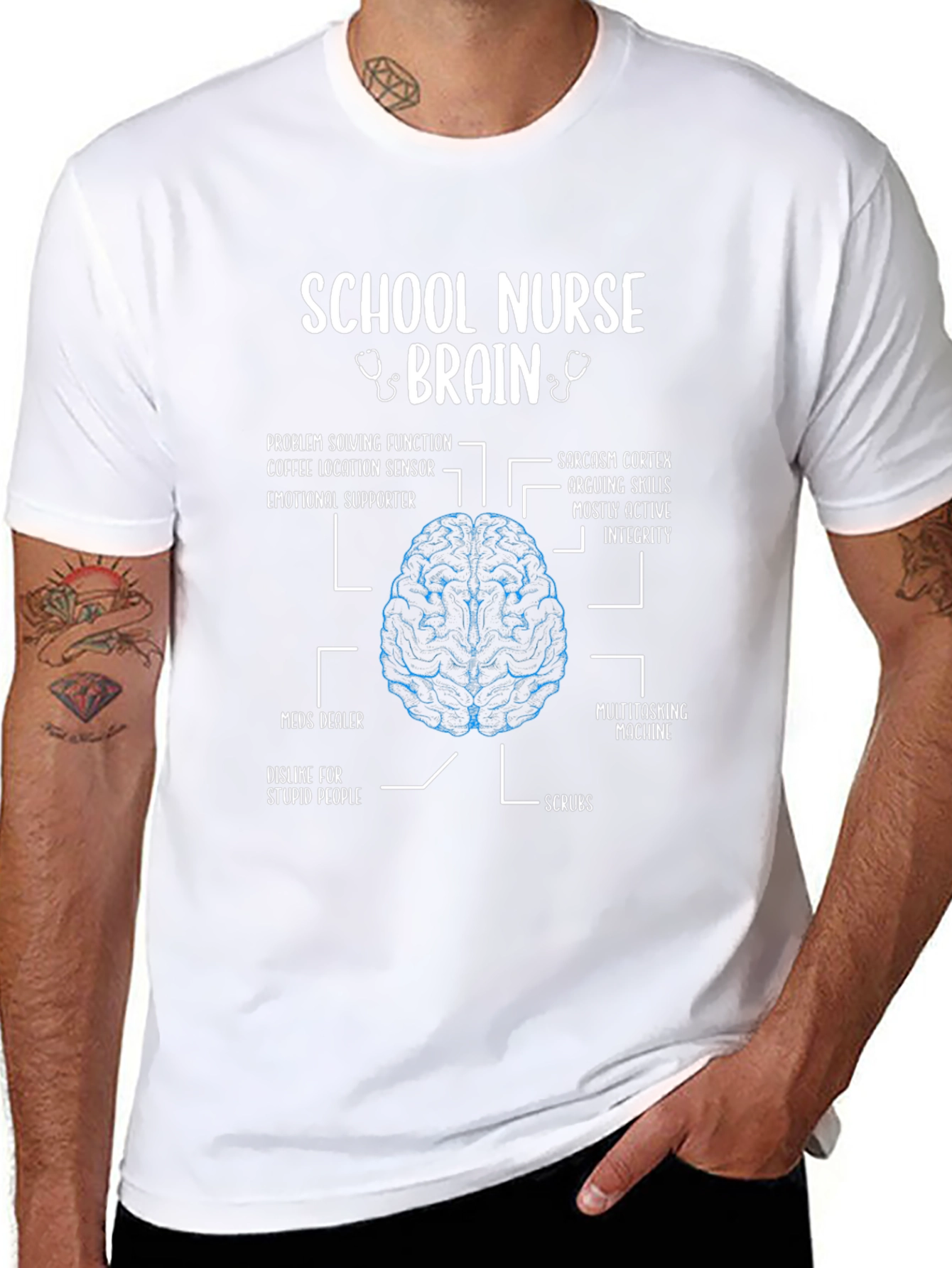 School Nurse Brain Anatomy T-Shirt - Funny Nurse Gift