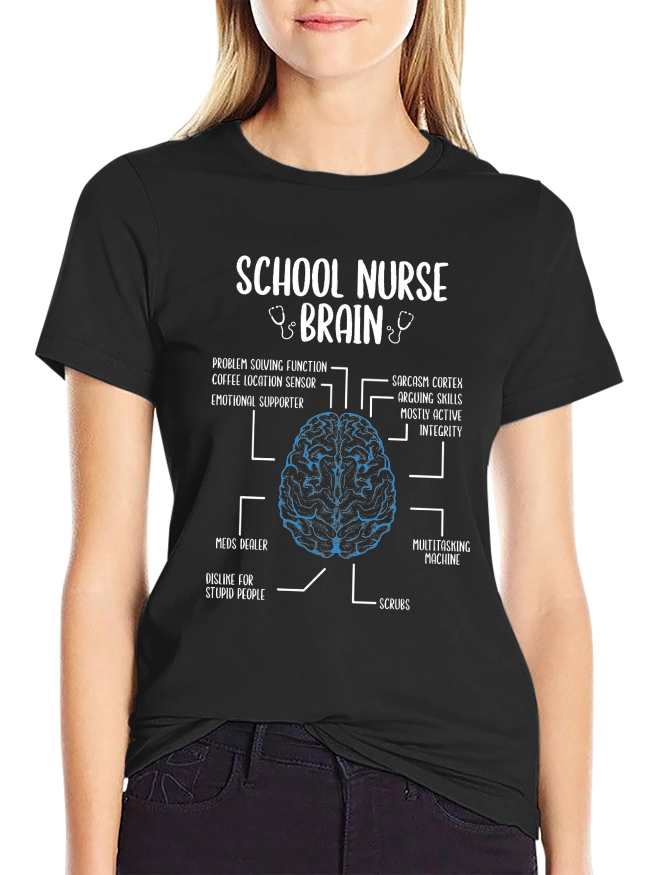 School Nurse Brain Anatomy T-Shirt - Funny Nurse Gift