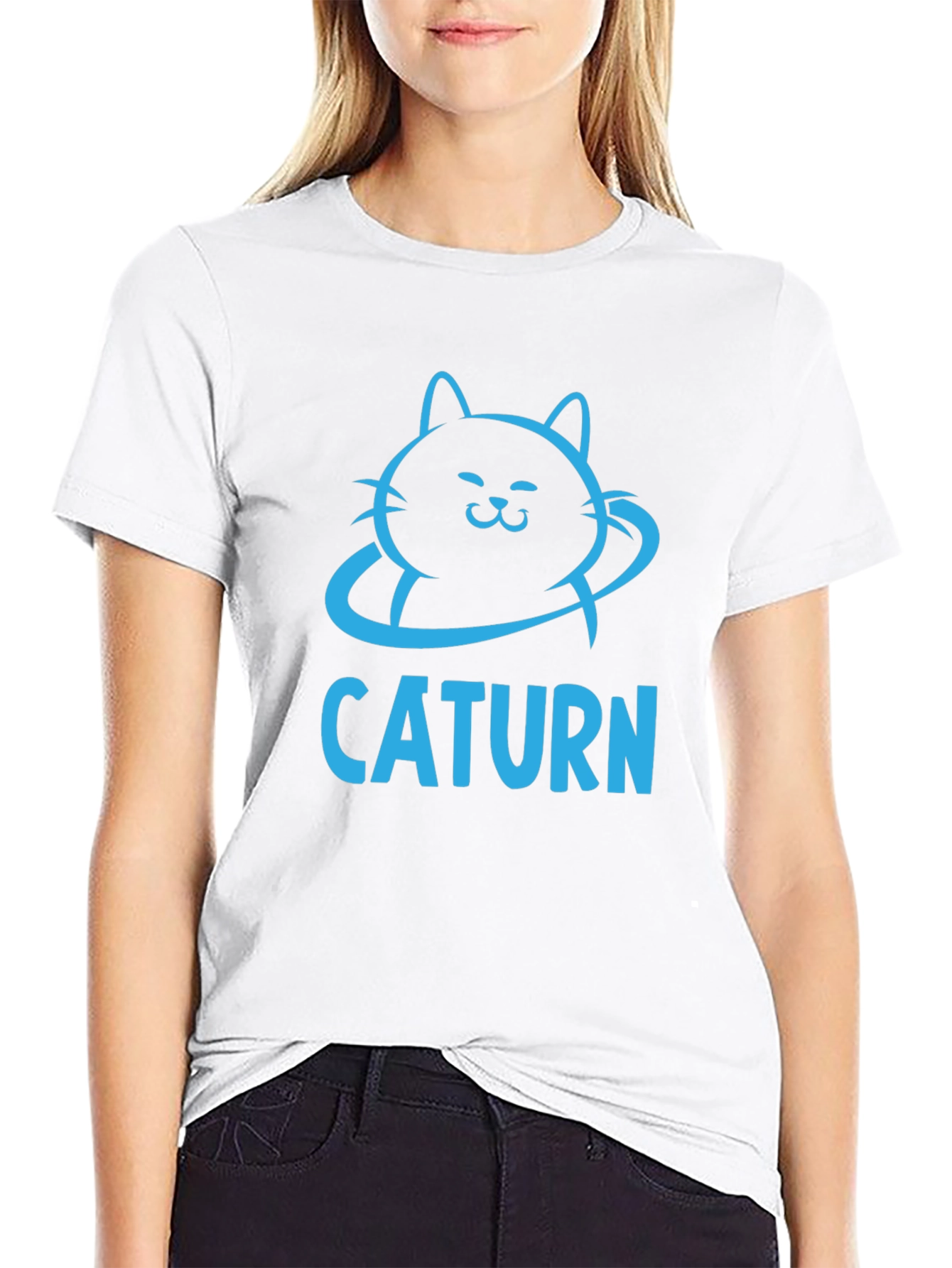 Caturn Graphic T-Shirt - Cool Cat Planet Tee