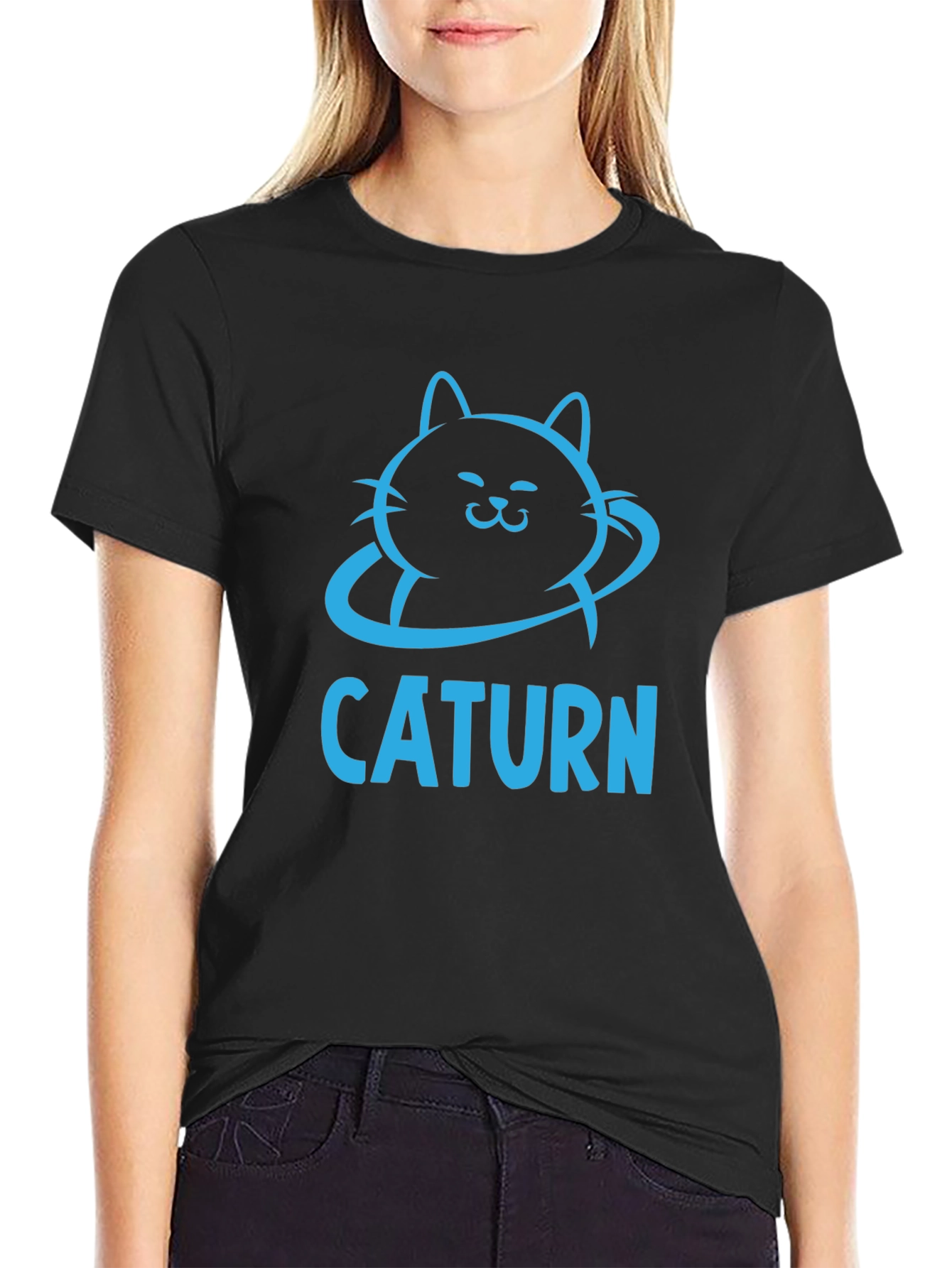 Caturn Graphic T-Shirt - Cool Cat Planet Tee