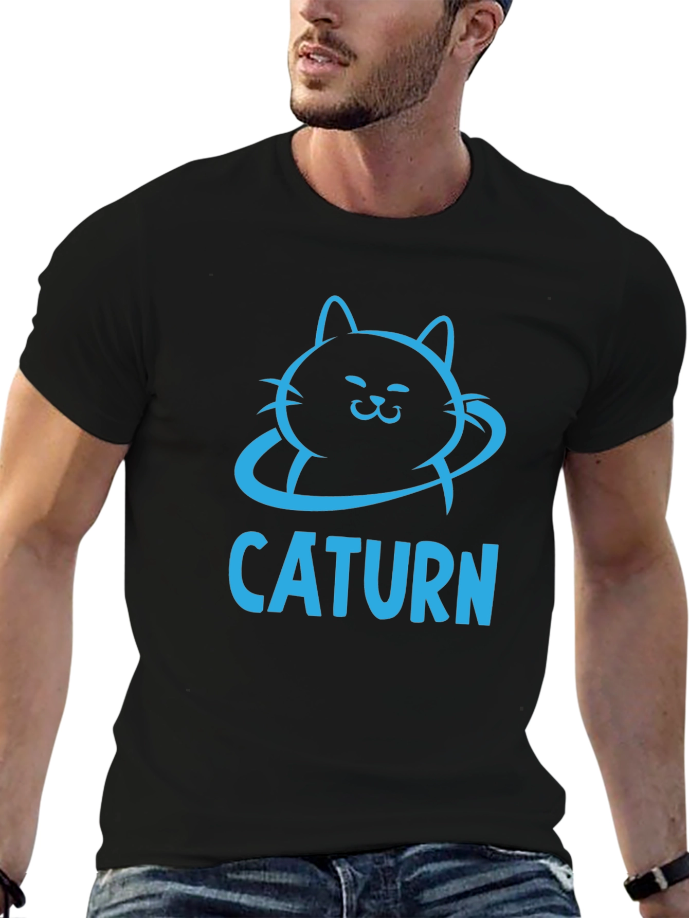 Caturn Graphic T-Shirt - Cool Cat Planet Tee
