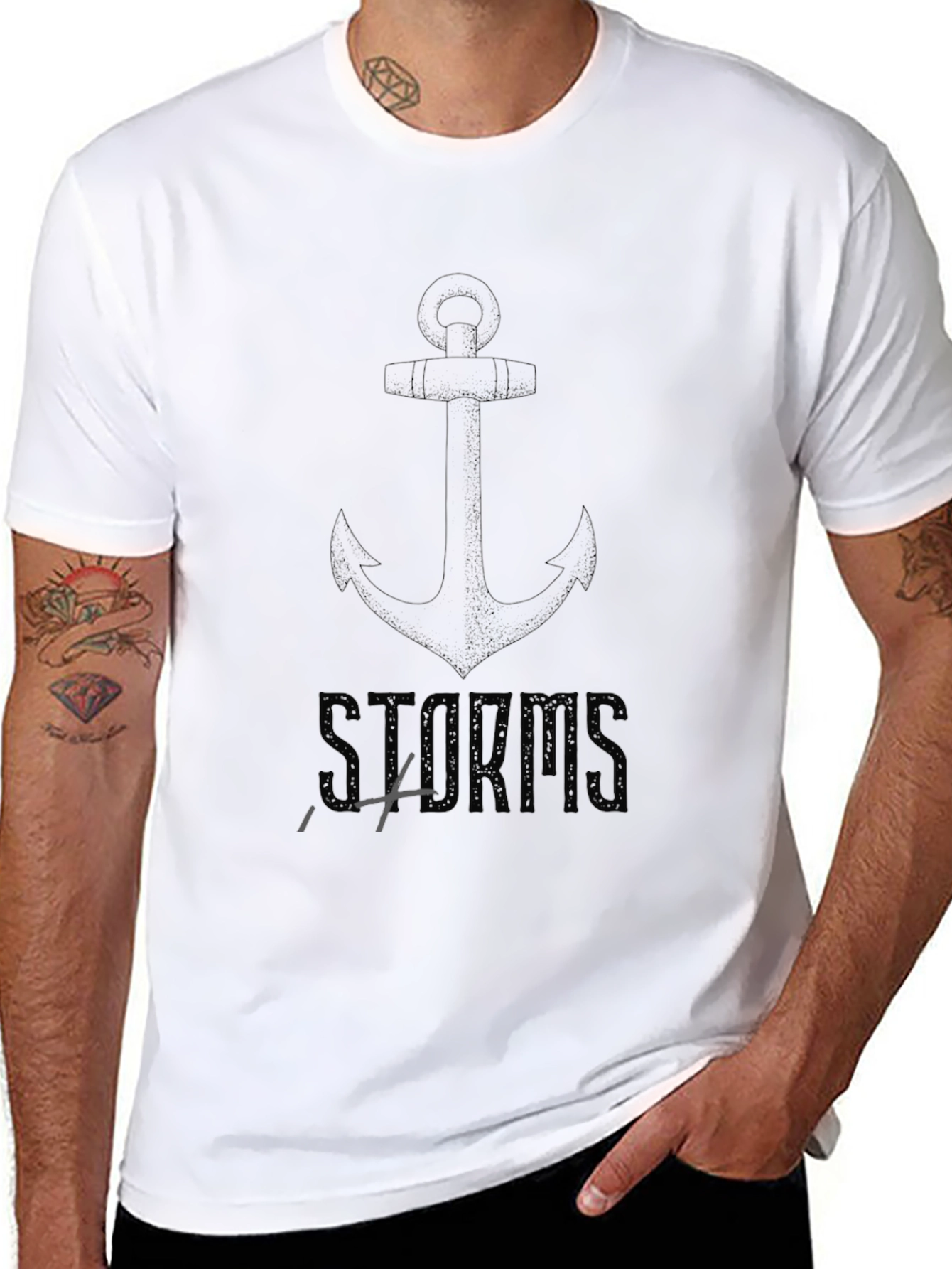 Mens Black Anchor & Storms Graphic Tee