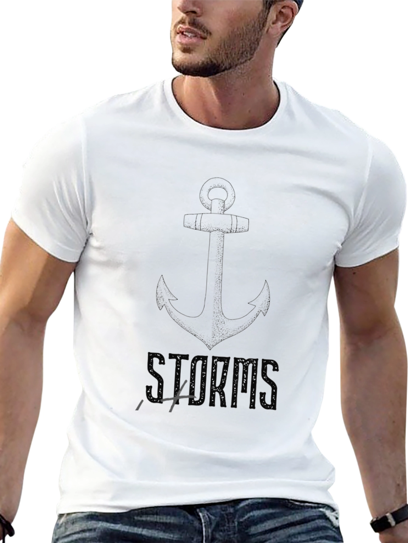 Mens Black Anchor & Storms Graphic Tee