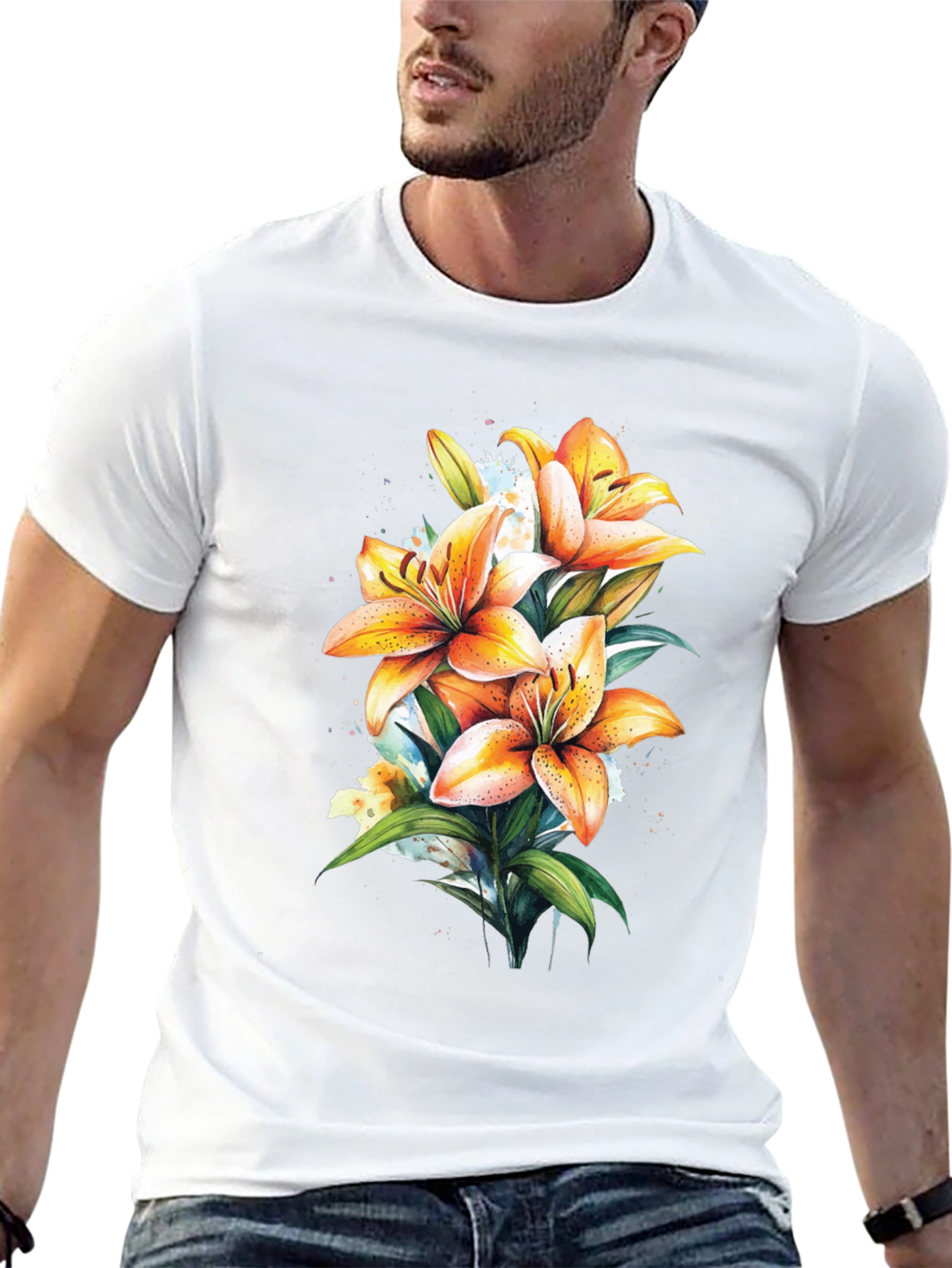 Floral Lily Graphic Tee - Trendy Black T-Shirt