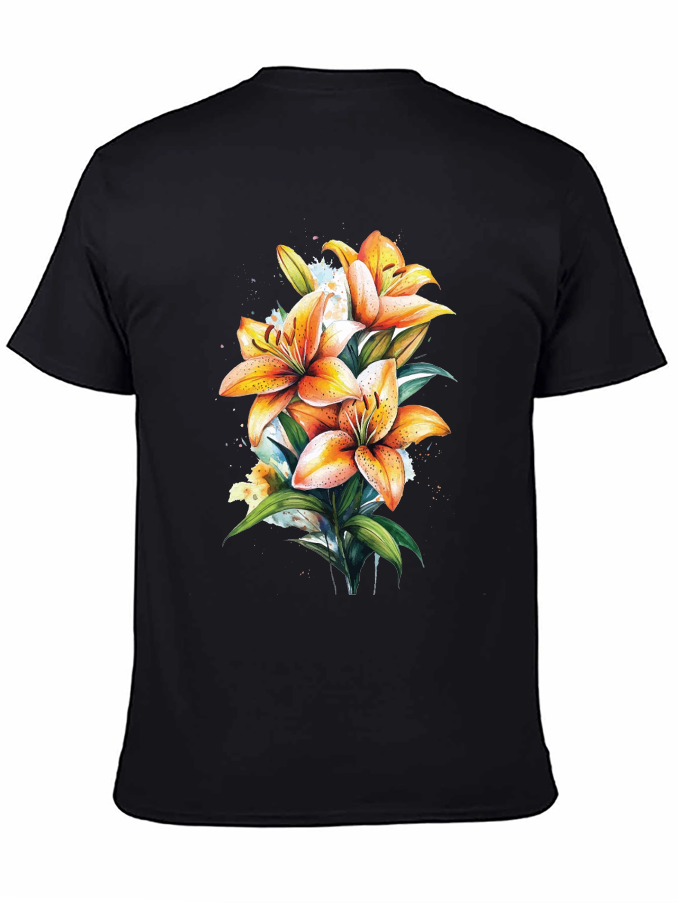 Floral Lily Graphic Tee - Trendy Black T-Shirt