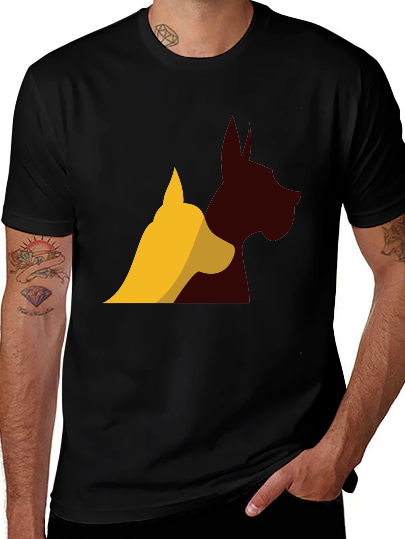 Dog Breed Silhouette Graphic Tee - Black