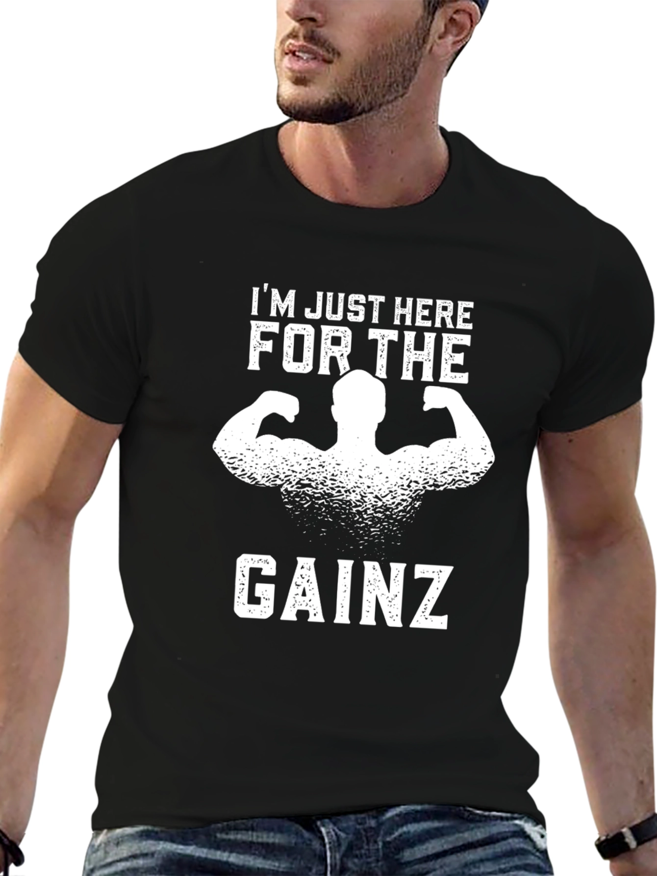 Im Just Here For The Gainz Black T-Shirt