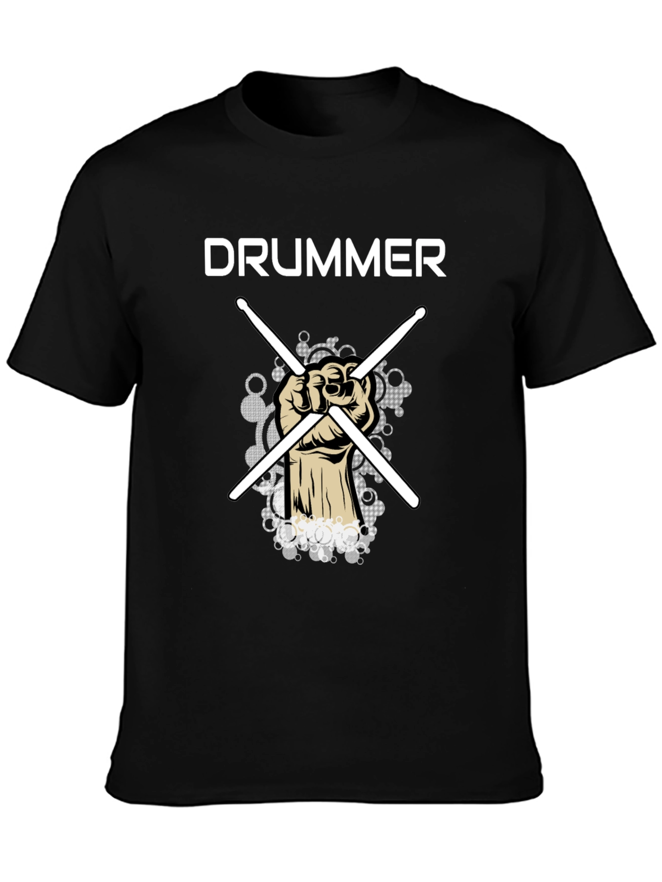 Drummer T-Shirt with Crossed Drumsticks Design - Music Tee