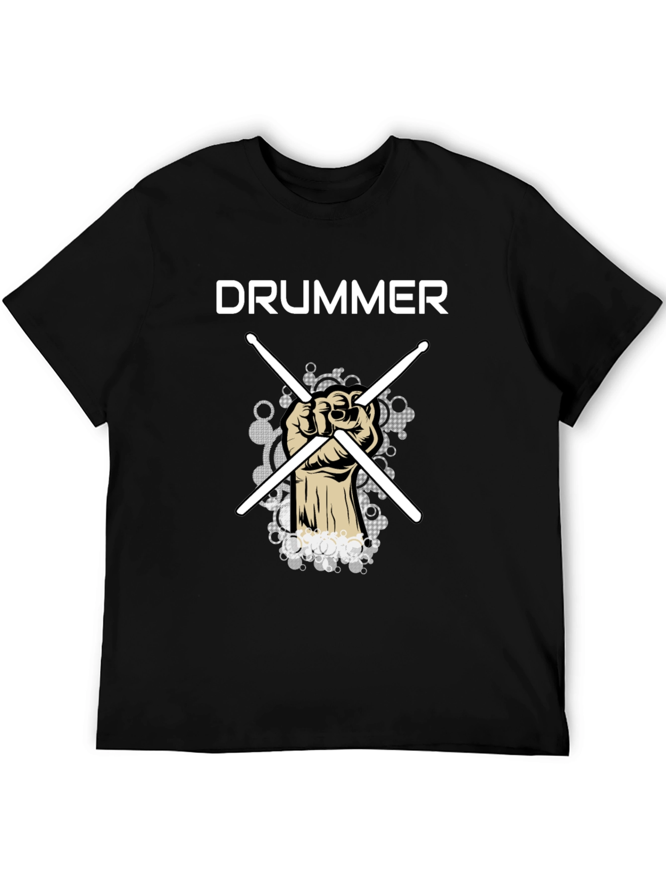 Drummer T-Shirt with Crossed Drumsticks Design - Music Tee