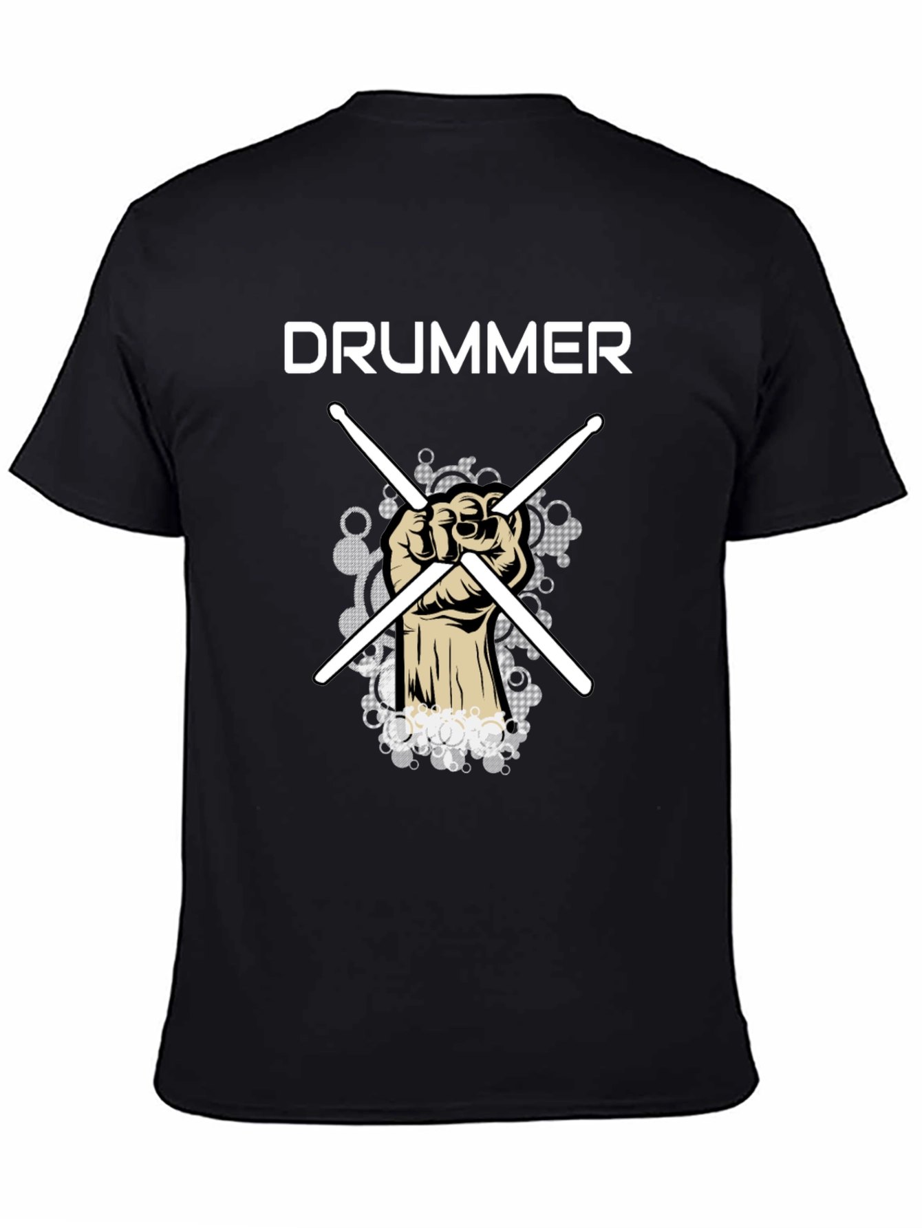Drummer T-Shirt with Crossed Drumsticks Design - Music Tee