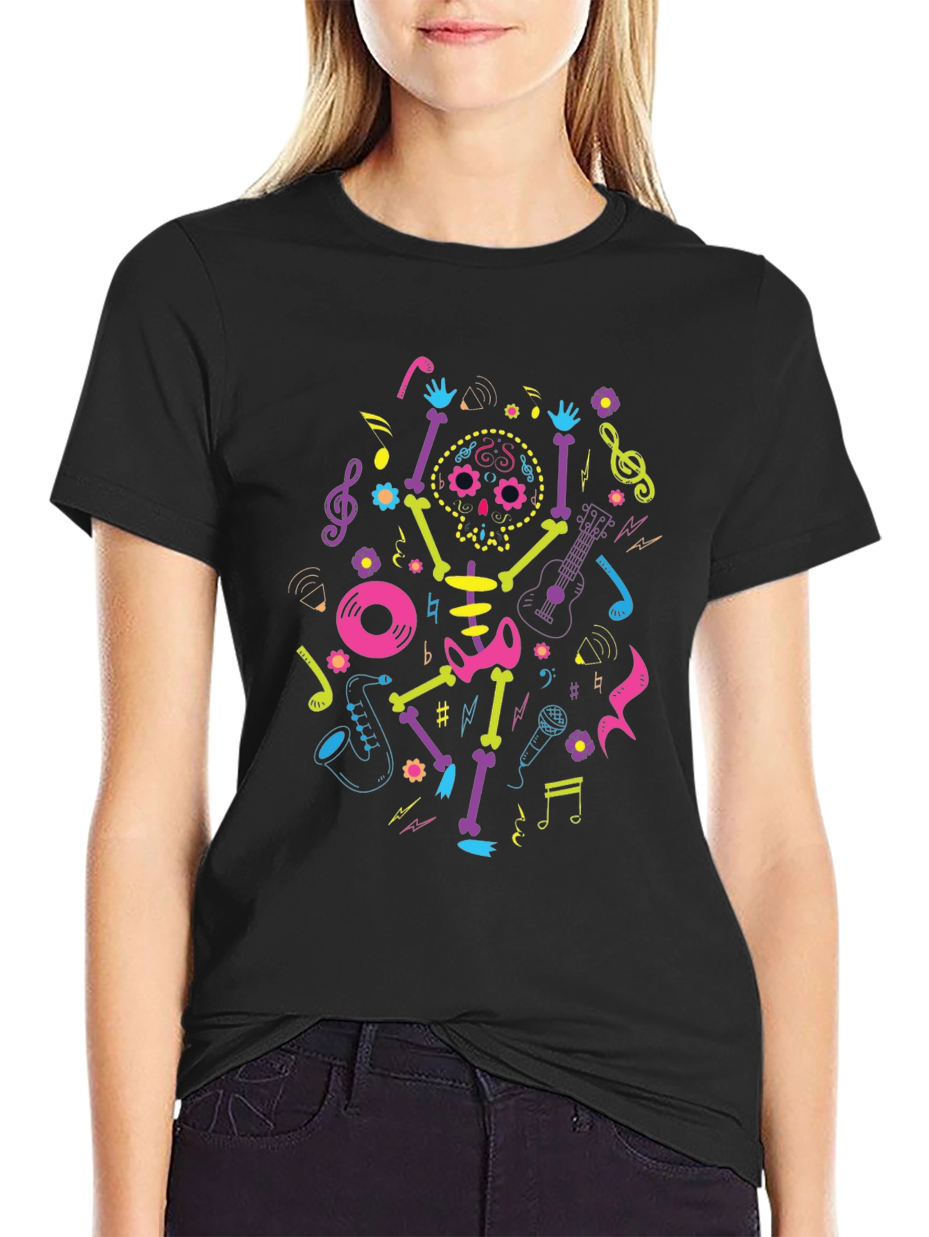 Musical Skeleton Black T-Shirt