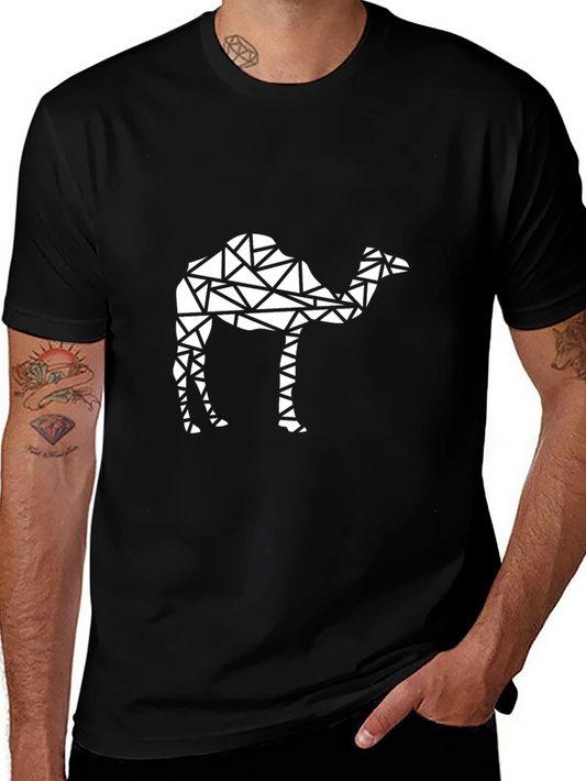 Geometric Camel Graphic Tee - Black