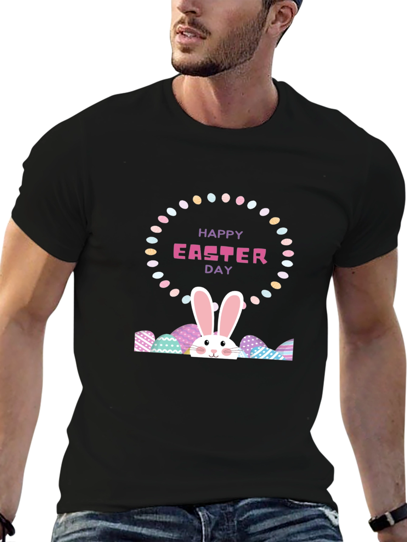 Happy Easter Day Black T-Shirt