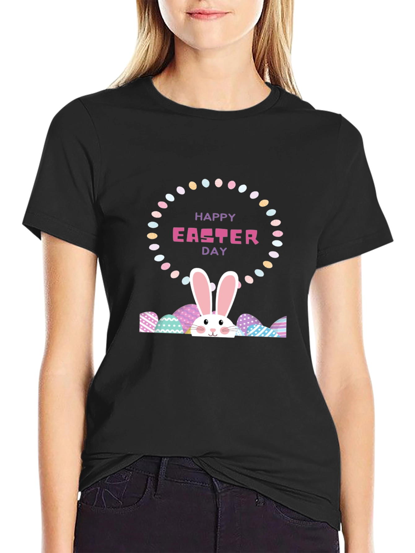 Happy Easter Day Black T-Shirt