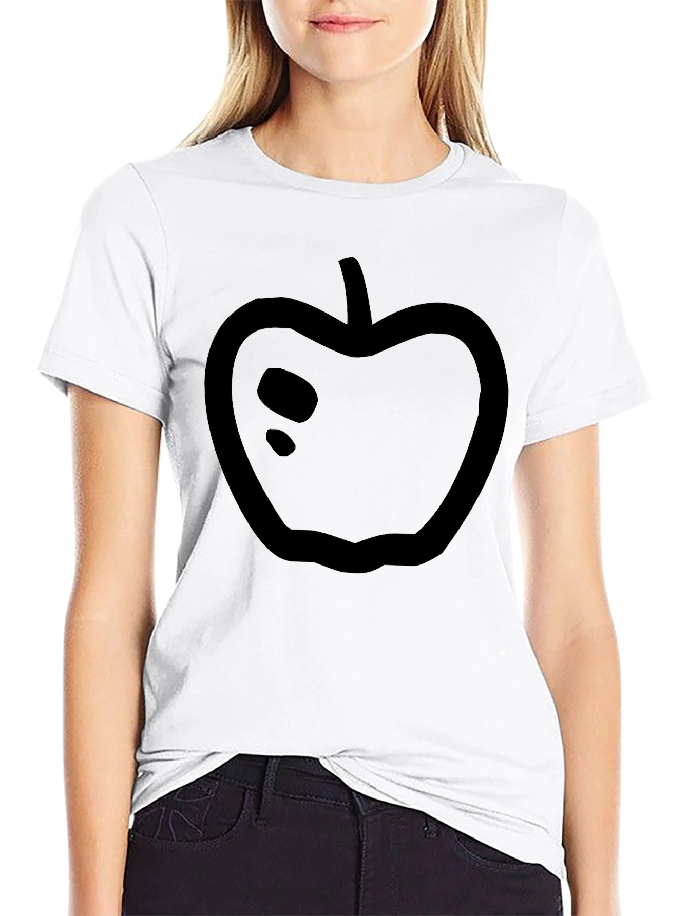Minimalist Apple Graphic Black T-Shirt