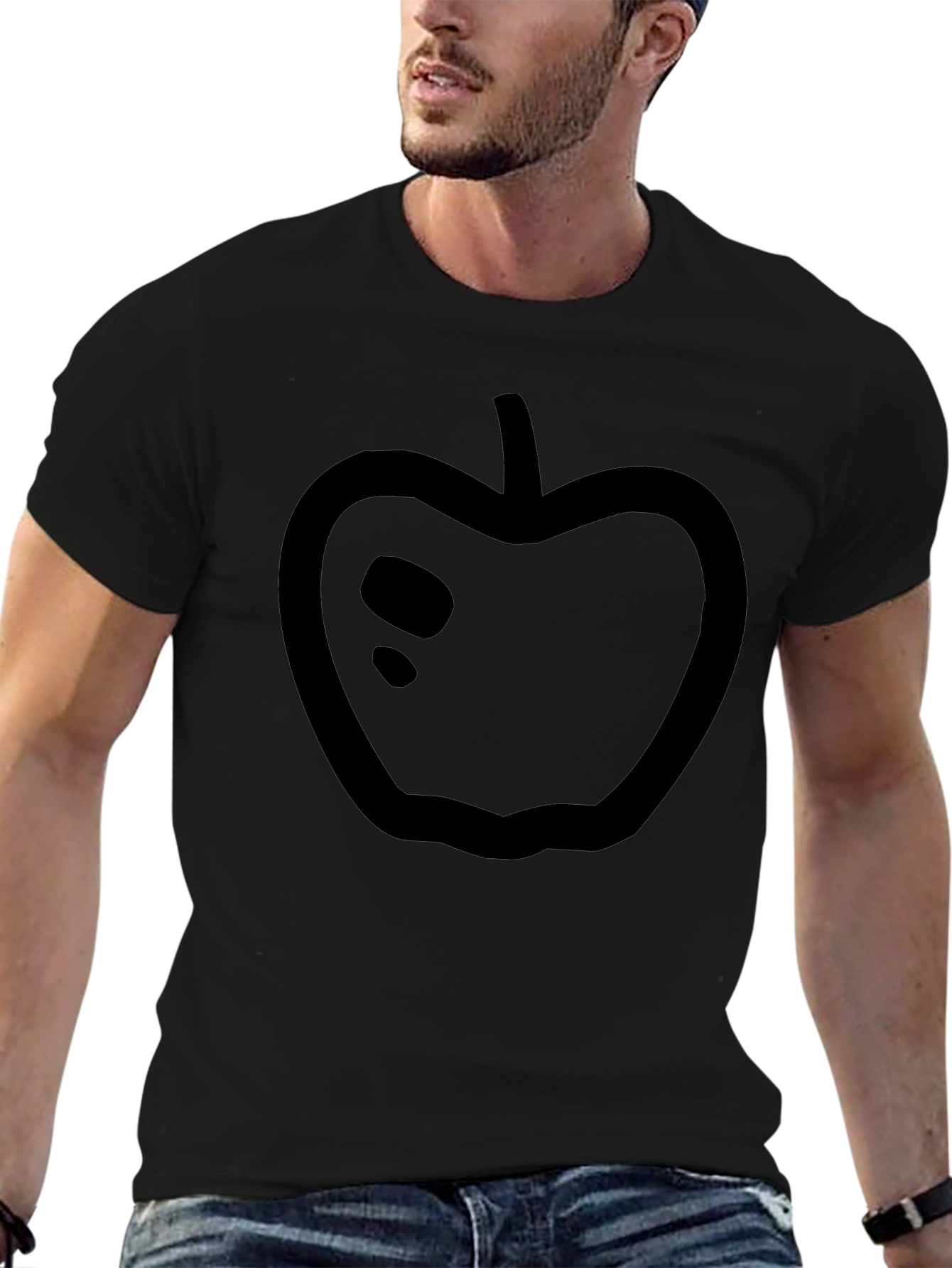 Minimalist Apple Graphic Black T-Shirt
