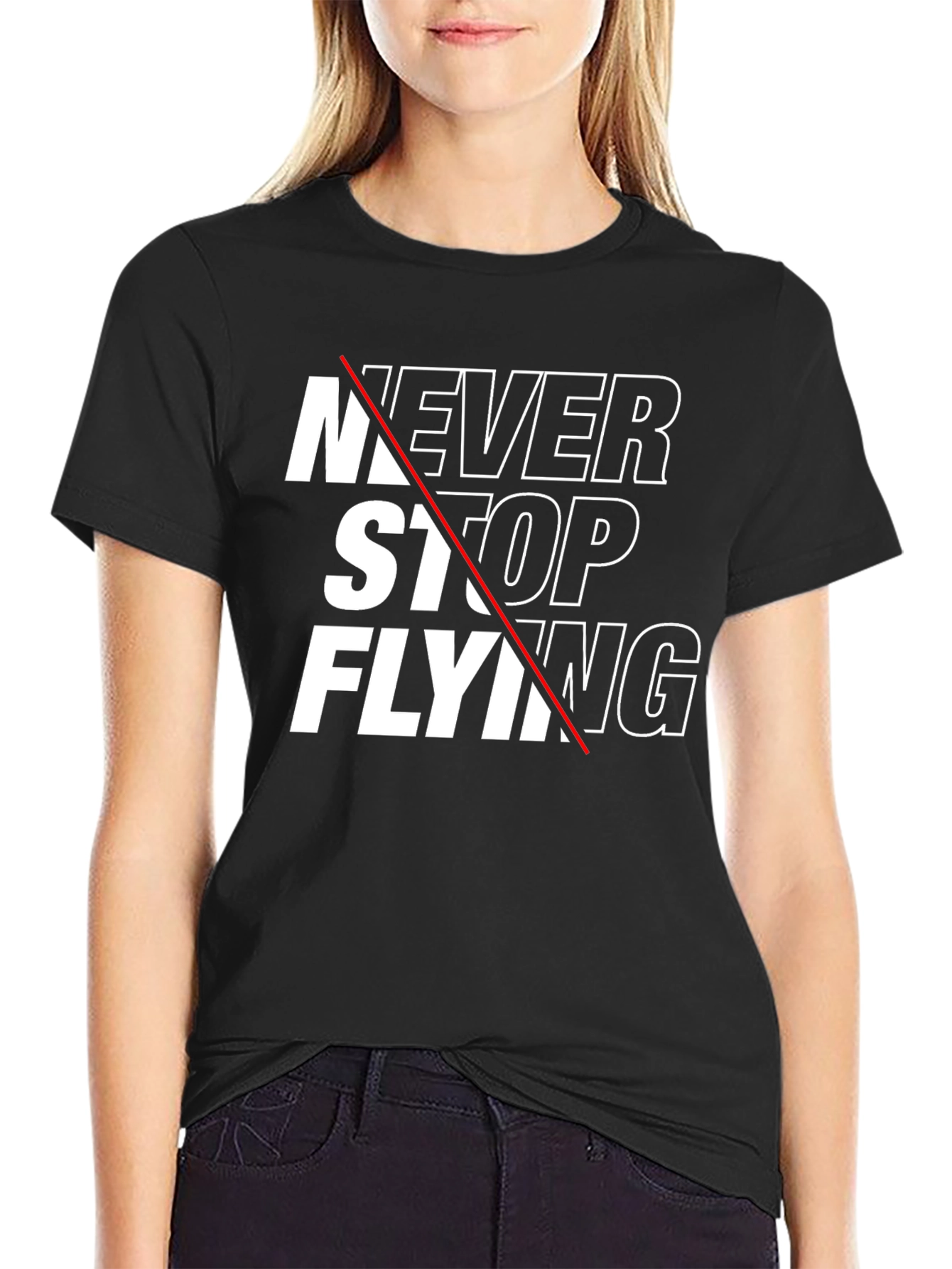 Never Stop Flying Graphic Tee - Mens Black T-Shirt