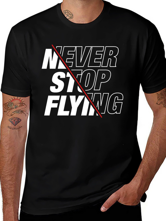 Never Stop Flying Graphic Tee - Mens Black T-Shirt